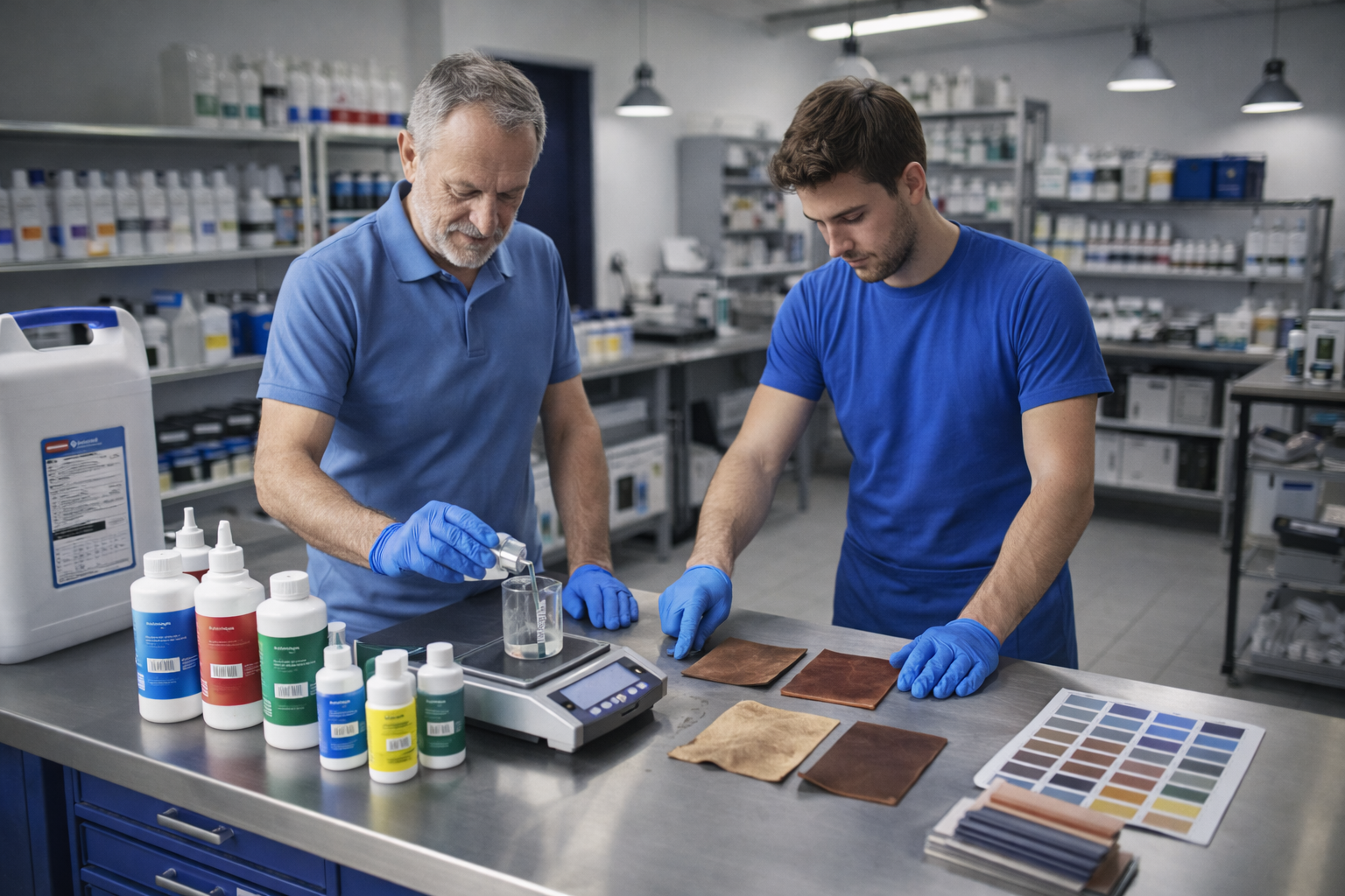 Formulation des produits de rénovation du cuir dans l'atelier Coloreenov