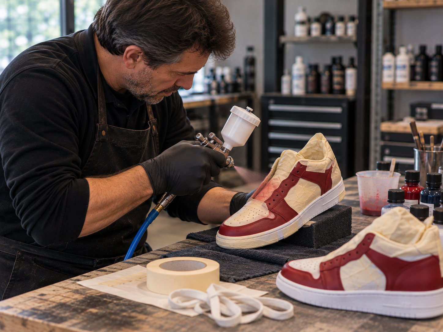 Personnalisation de sneakers à l'aérographe